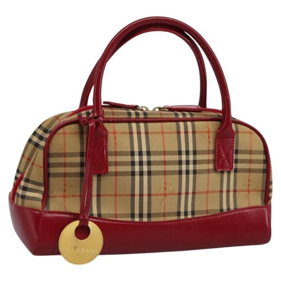 BURBERRY Nova Check Hand Bag Canvas Beige Red - Picture 1 of 15